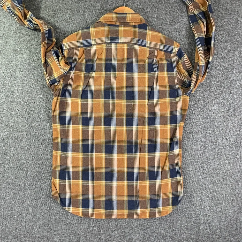 Wallace & Barnes Flannel Shirt Men Medium Slim Fit Brown Plaid Button Up